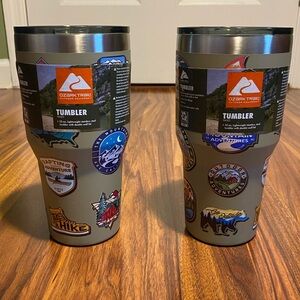 Ozark Trail Greenish Gray Tumbler with Adventure Decals (set of 2)